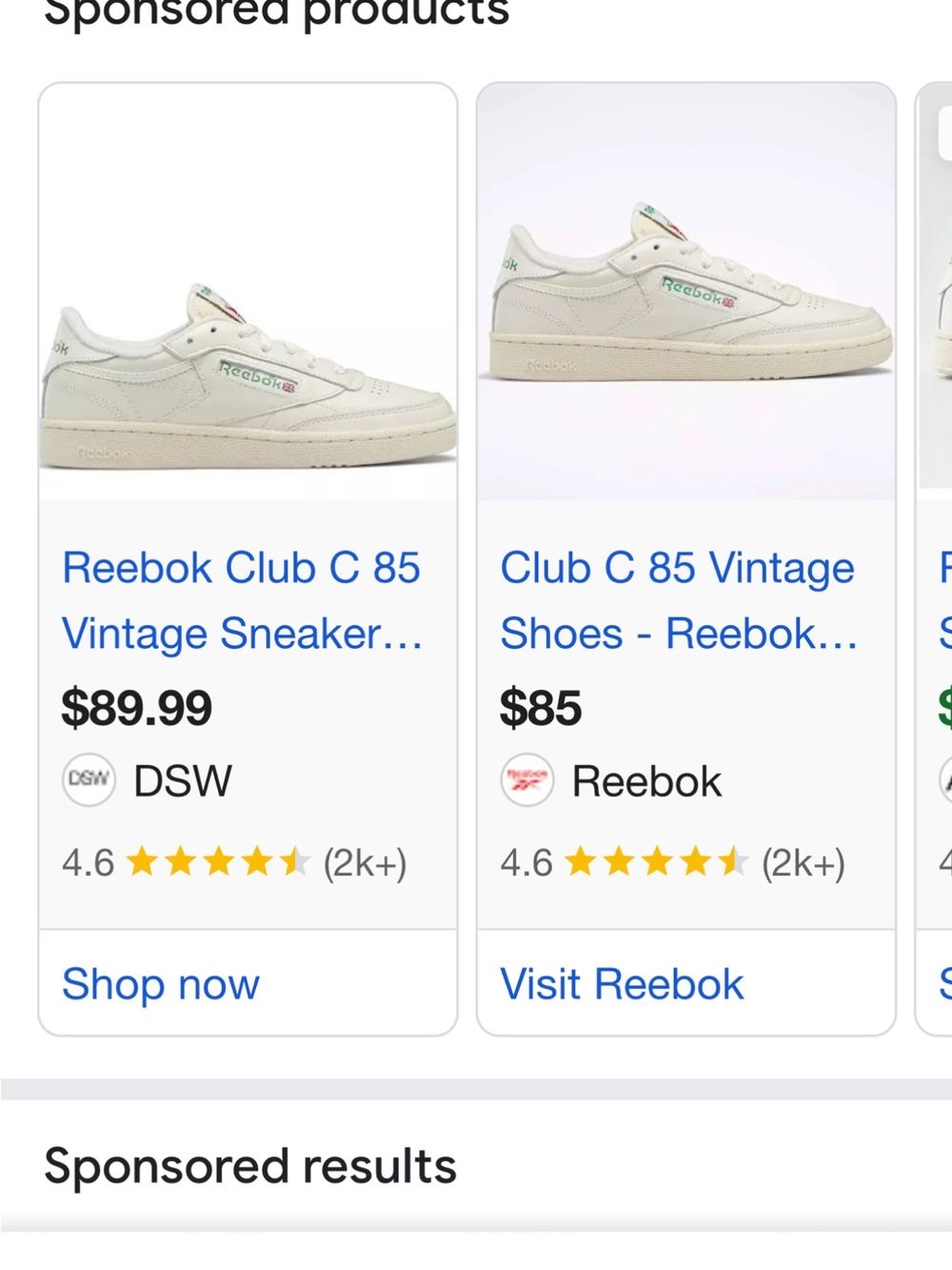Reebok Club C Leather Sneakers in Off-White with Green Logo - Picture 11 of 11